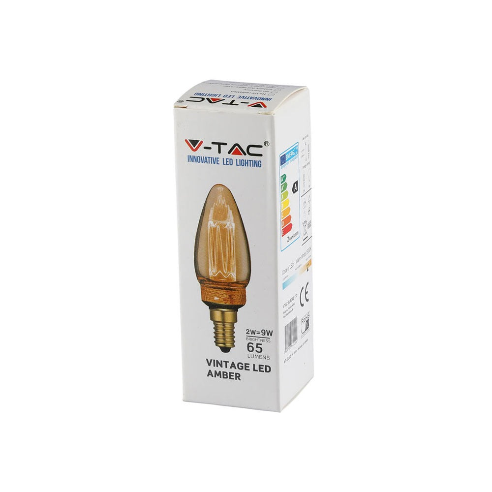 2W Żarówka LED Filament - ART / Klosz Bursztynowy / Barwa:1800K / Trzonek:E14