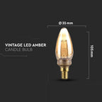 2W Żarówka LED Filament - ART / Klosz Bursztynowy / Barwa:1800K / Trzonek:E14