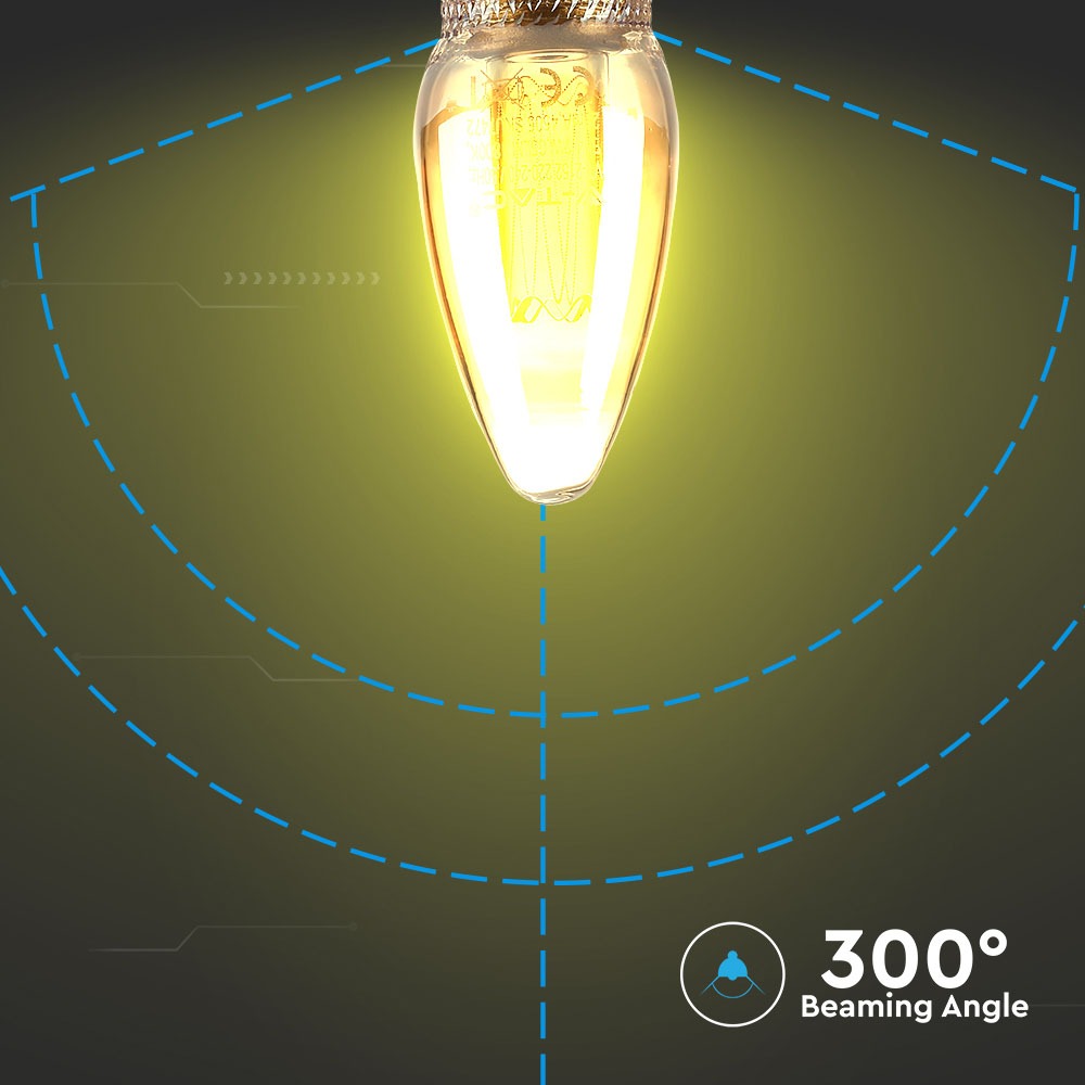 2W Żarówka LED Filament - ART / Klosz Bursztynowy / Barwa:1800K / Trzonek:E14