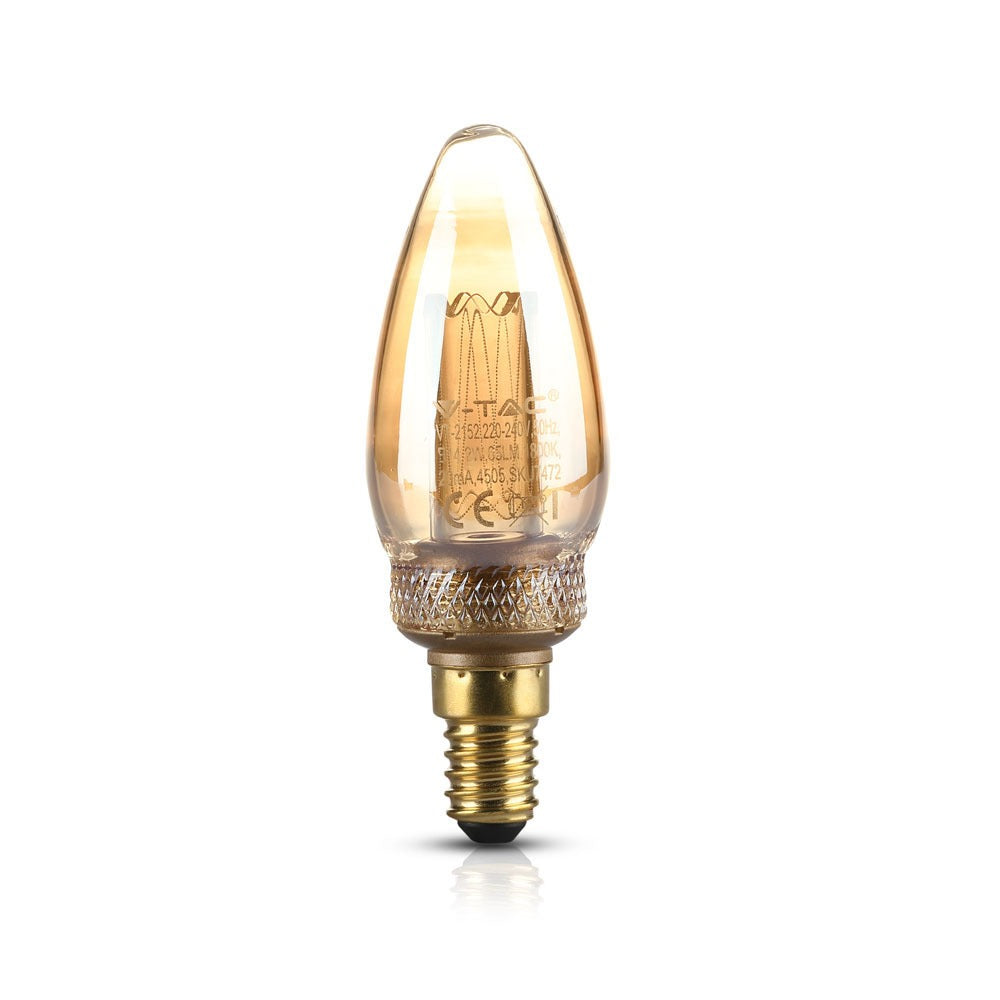 2W Żarówka LED Filament - ART / Klosz Bursztynowy / Barwa:1800K / Trzonek:E14