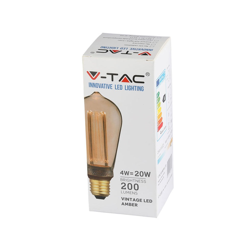 4W ST64 Żarówka LED Filament / Klosz Bursztynowy / Barwa:1800K / Trzonek:E27