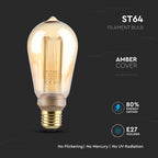 4W ST64 Żarówka LED Filament / Klosz Bursztynowy / Barwa:1800K / Trzonek:E27