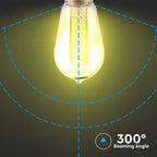 4W ST64 Żarówka LED Filament / Klosz Bursztynowy / Barwa:1800K / Trzonek:E27