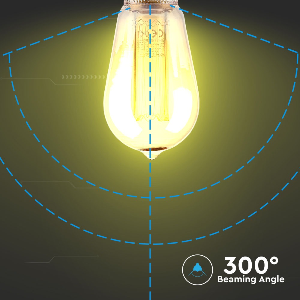 4W ST64 Żarówka LED Filament / Klosz Bursztynowy / Barwa:1800K / Trzonek:E27