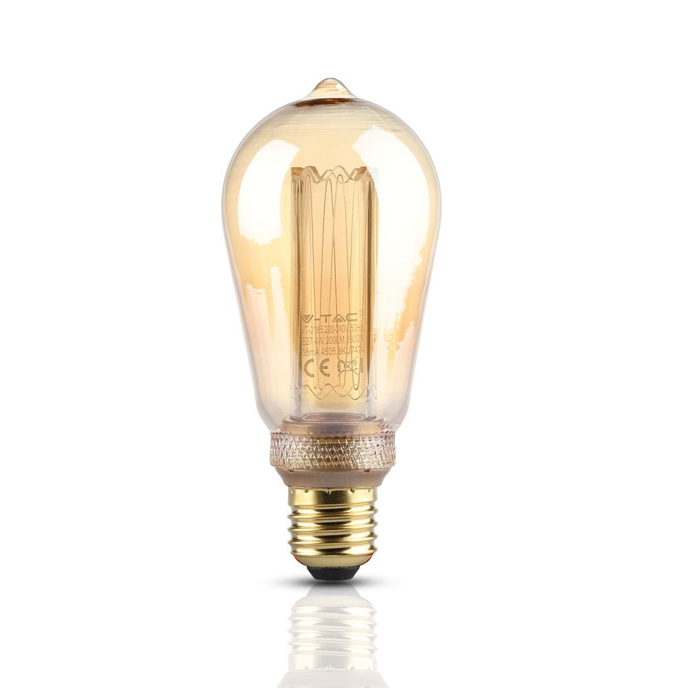 4W ST64 Żarówka LED Filament / Klosz Bursztynowy / Barwa:1800K / Trzonek:E27