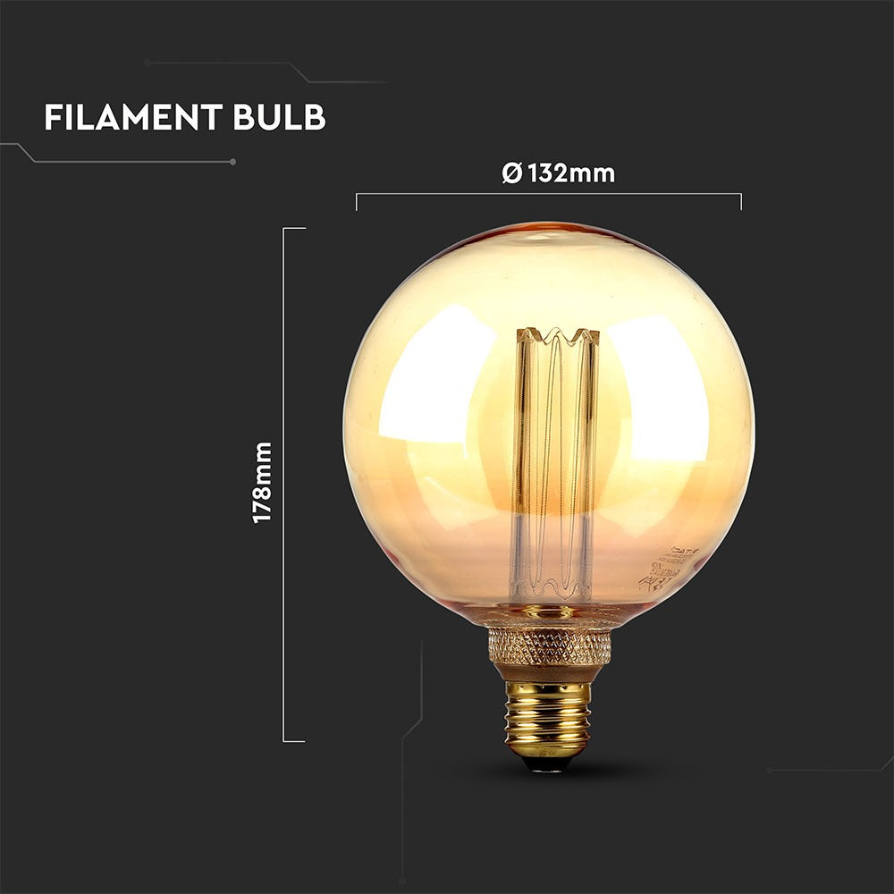 4W G125 Żarówka LED Filament / Klosz Bursztynowy / Barwa:1800K / Trzonek:E27