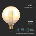 4W G125 Żarówka LED Filament / Klosz Bursztynowy / Barwa:1800K / Trzonek:E27