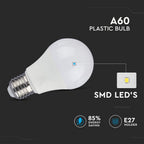 10W A60 Żarówka LED / Barwa:6400K / CRI>95 / Trzonek:E27