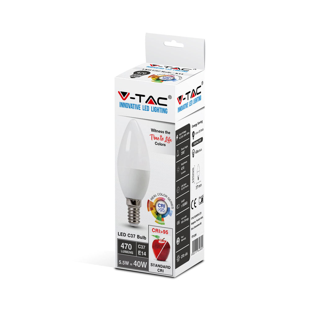 5.5W C35 Żarówka LED / Barwa:6400K / CRI>95 / Trzonek:E14