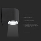 Kinkiet SLEEK GU10 / Kształt: okrągły / Obudowa: Czarna / IP44