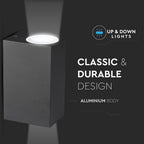 Kinkiet SLEEK dwukierunkowy 2xGU10 / Kształt: kwadrat / Obudowa: Czarna / IP44