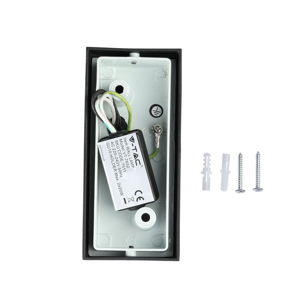 Kinkiet SLEEK dwukierunkowy 2xGU10 / Kształt: kwadrat / Obudowa: Czarna / IP44