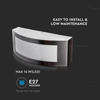 E27 Kinkiet ścienny / IP44 / Stal szlifowana
