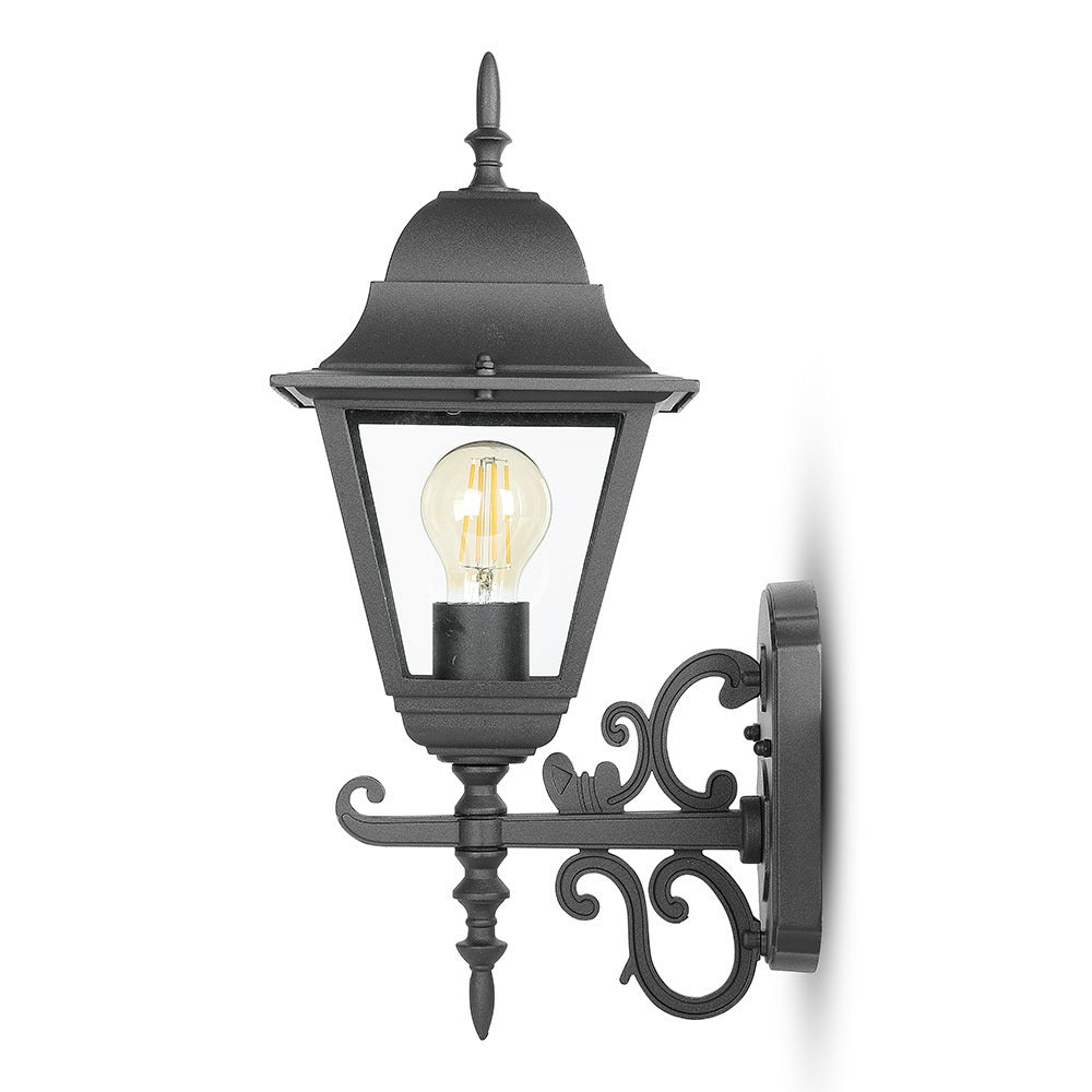 Kinkiet ogrodowy duży / Kierunek oprawy: Góra / Czarny mat