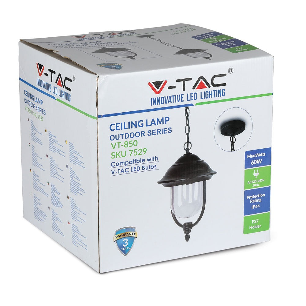 Lampa ogrodowa wisząca 1xE27 / Retro / Czarny / IP44