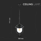 Lampa ogrodowa wisząca 1xE27 / Retro / Czarny / IP44