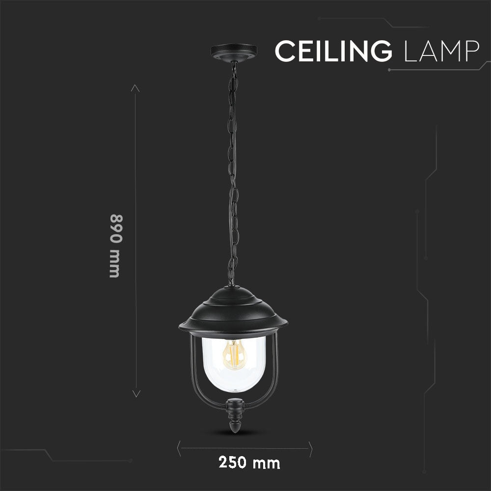 Lampa ogrodowa wisząca 1xE27 / Retro / Czarny / IP44