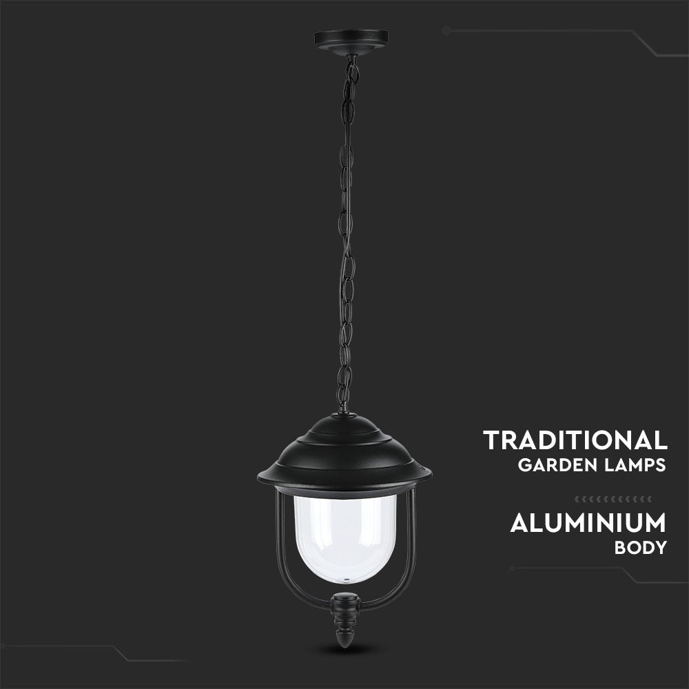Lampa ogrodowa wisząca 1xE27 / Retro / Czarny / IP44