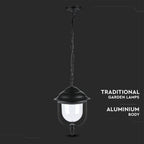 Lampa ogrodowa wisząca 1xE27 / Retro / Czarny / IP44
