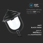 Lampa ogrodowa wisząca 1xE27 / Retro / Czarny / IP44