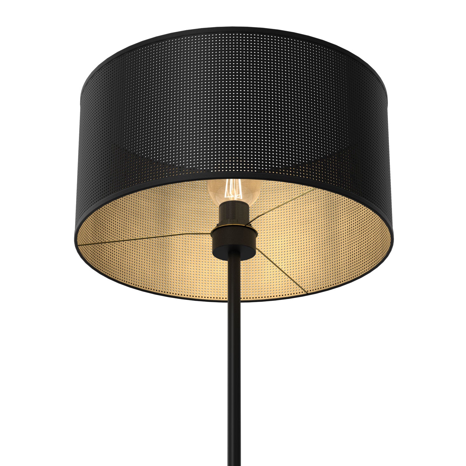 lampa podł. Loft shade prosta, black, cylinder shade dia 400, h 200 black/gold 1xE27