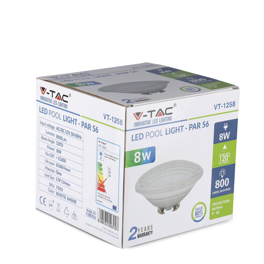 8W Żarówka LED PAR56 / Basenowa / Barwa: Niebieski