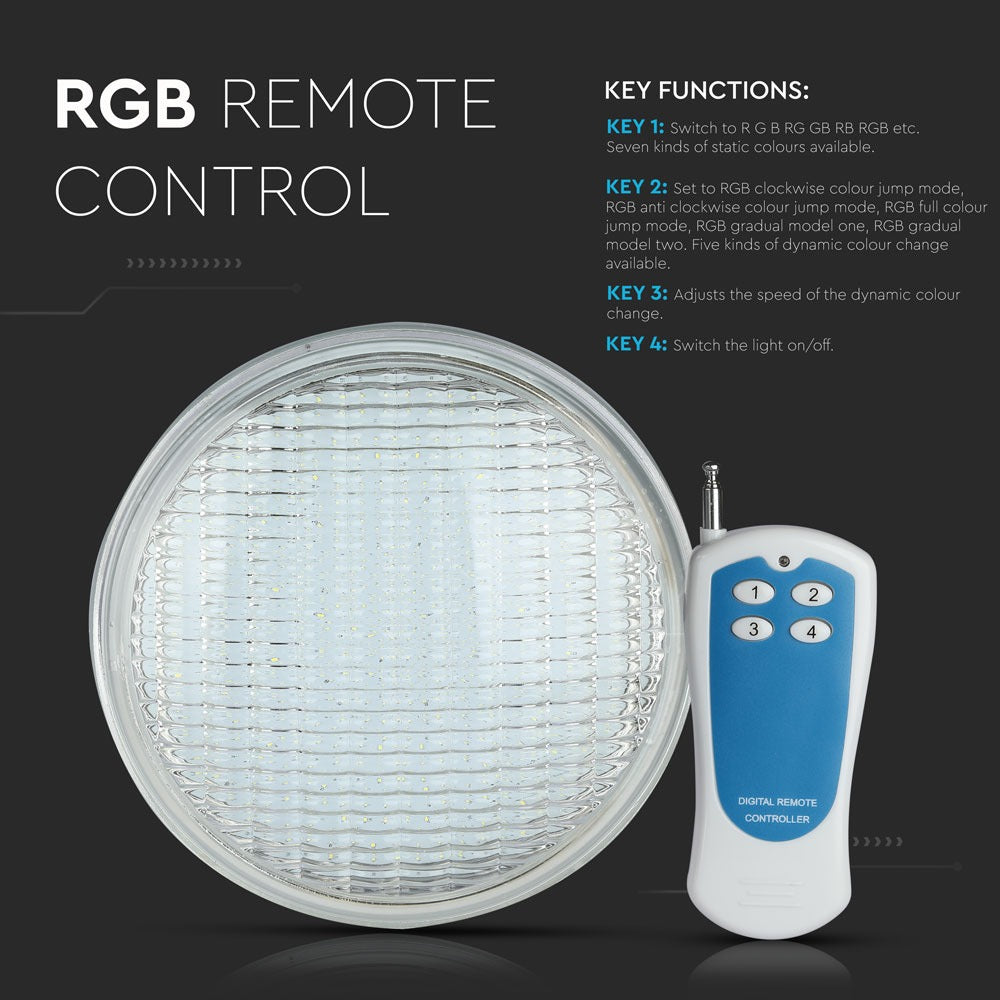 8W Żarówka LED PAR56 / Basenowa / / Sterowanie: Pilot