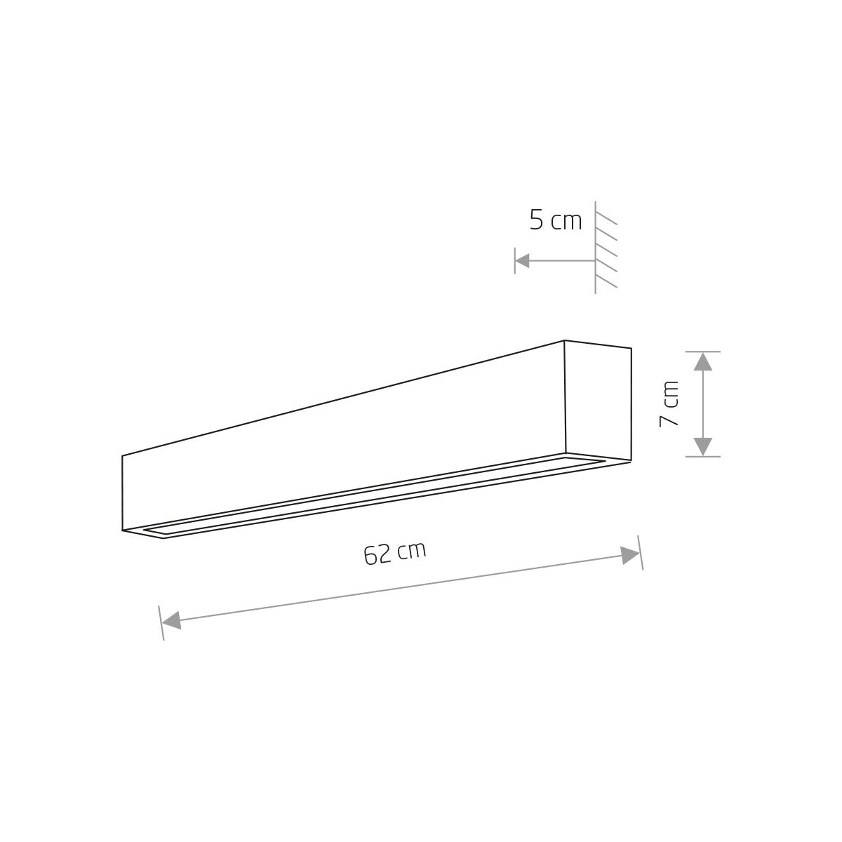 Nowodvorski Kinkiet STRAIGHT WALL LED S 11W 50/60Hz - Stal lakierowana - Grafitowy 7562