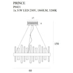 Maxlight Lampa wisząca Prince 60cm - Metal + szkło - Złoty P0421