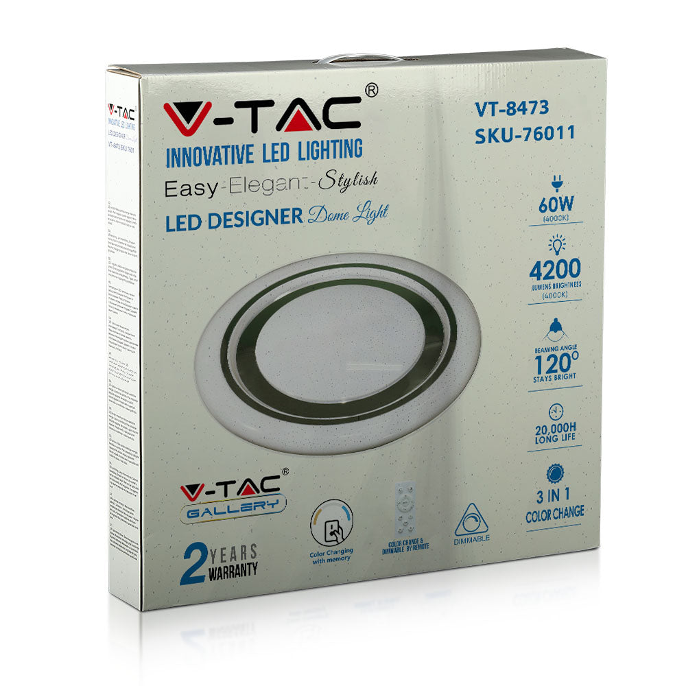 30W/60W/30W Dekoracyjny plafon LED / Barwa: 3w1 / Ściemniany / Klosz z efektem gwiazdki