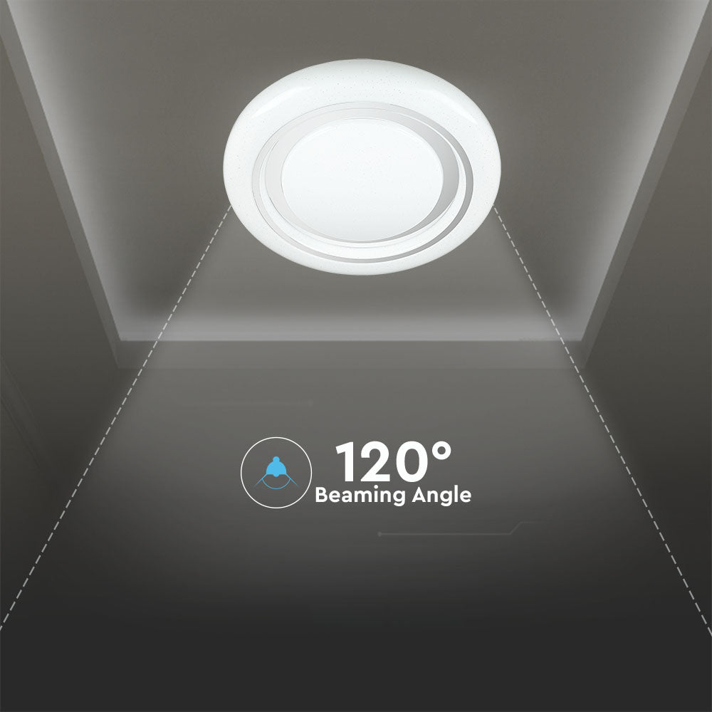 30W/60W/30W Dekoracyjny plafon LED / Barwa: 3w1 / Ściemniany / Klosz z efektem gwiazdki