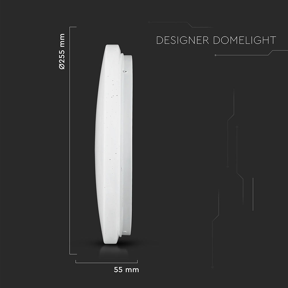 12W Plafon LED DOME / Średnica: 230 / Klosz: Efekt gwiazdek / Barwa:3w1