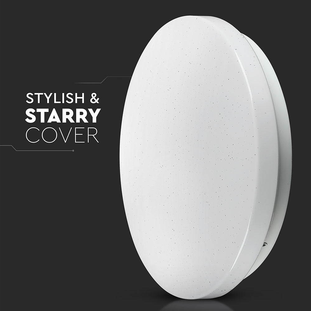 24W Plafon LED DOME / Średnica: 350 / Klosz: Efekt gwiazdek / Barwa:3w1