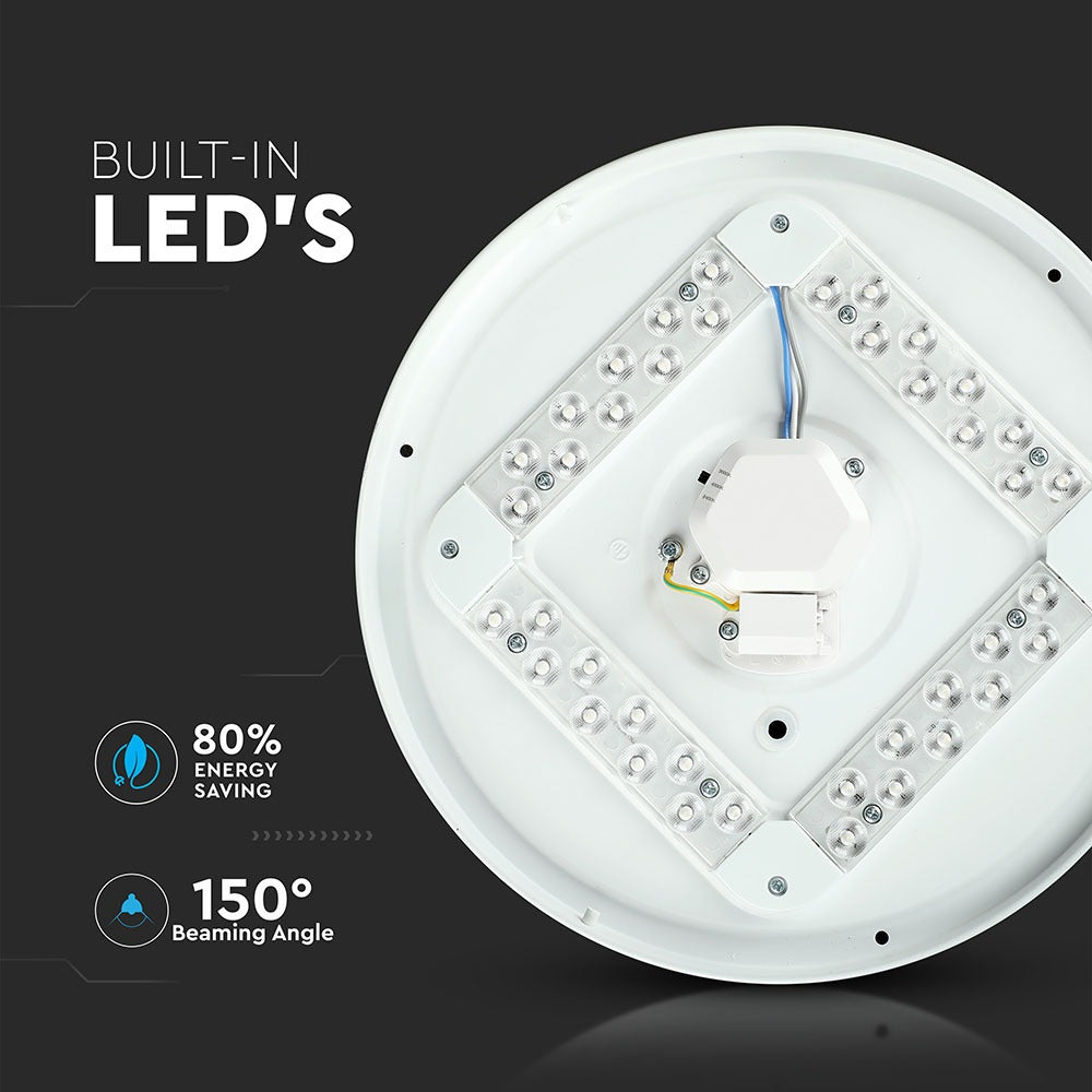 24W Plafon LED DOME / Średnica: 350 / Klosz: Mleczny / Barwa:3w1