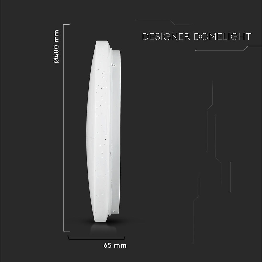 36W Plafon LED DOME / Średnica: 450 / Klosz: Efekt gwiazdek / Barwa:3w1