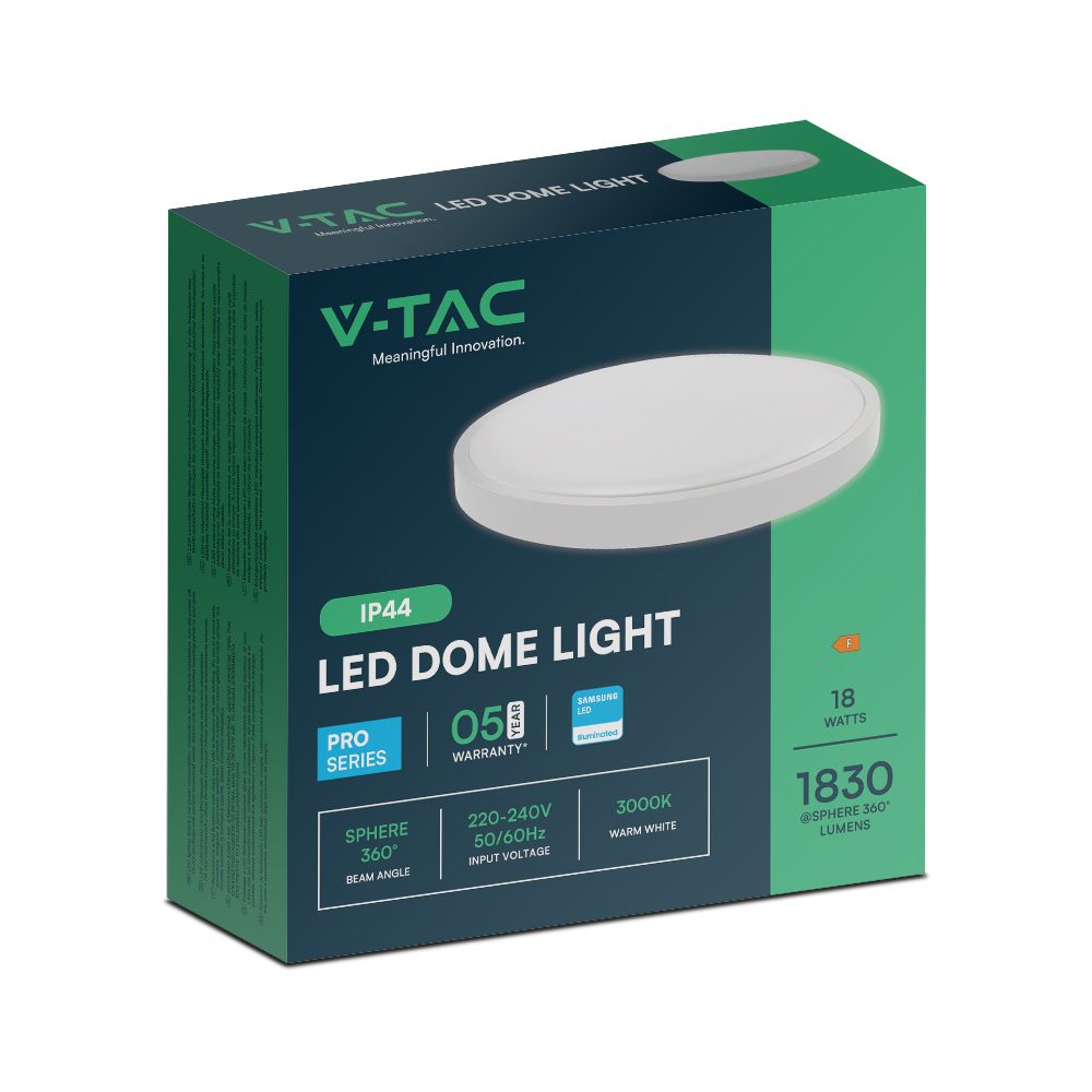 18W Plafon LED / SAMSUNG / Średnica: 225mm / Barwa:3000K / Klosz: Okrągły mleczny biała ramka / IP44