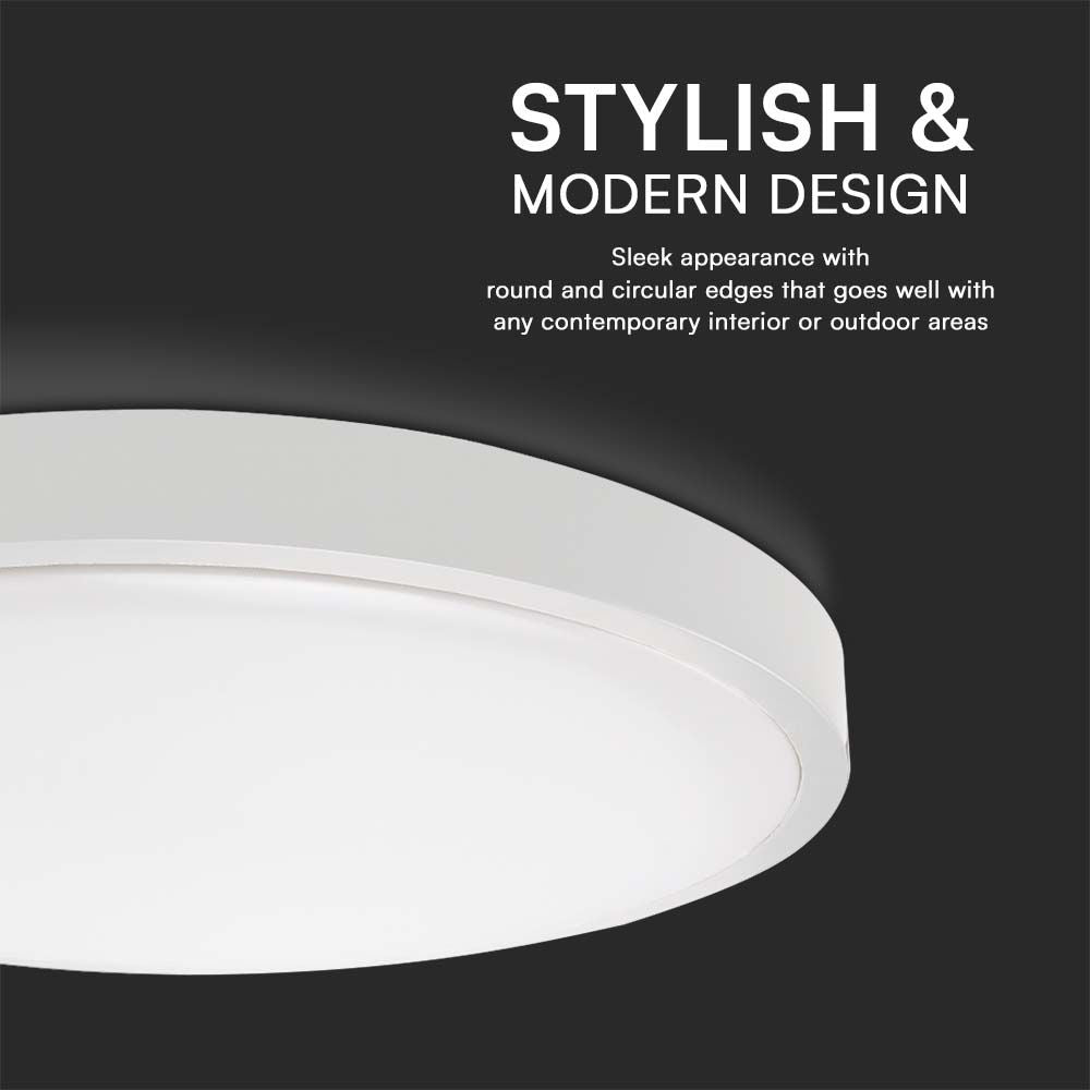 24W Plafon LED / Średnica: 295mm / Barwa:3000K / Klosz: Okrągły mleczny biała ramka / IP44