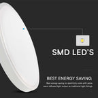 24W Plafon LED / Średnica: 295mm / Barwa:6500K / Klosz: Okrągły mleczny biała ramka / IP44