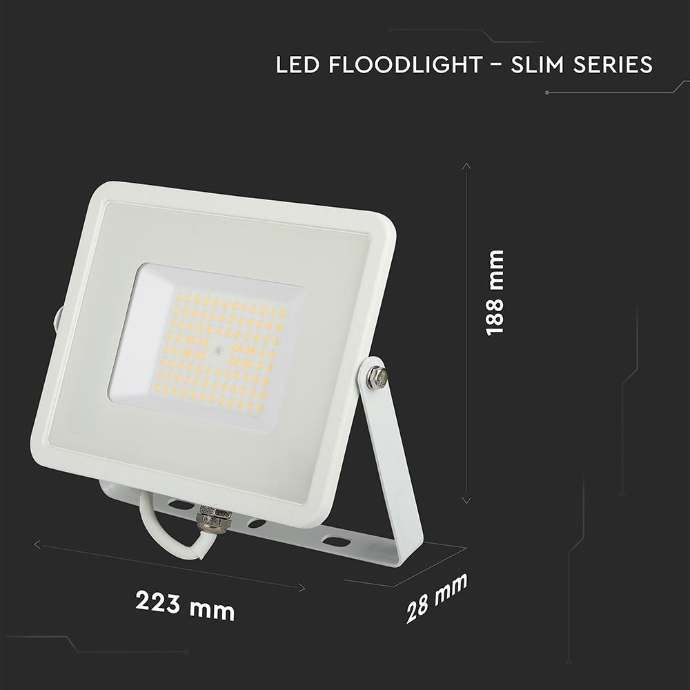 50W Naświetlacz LED SMD / Chip SAMSUNG / Barwa:4000K / Obudowa: Biała / Wydajność: 120lm/w