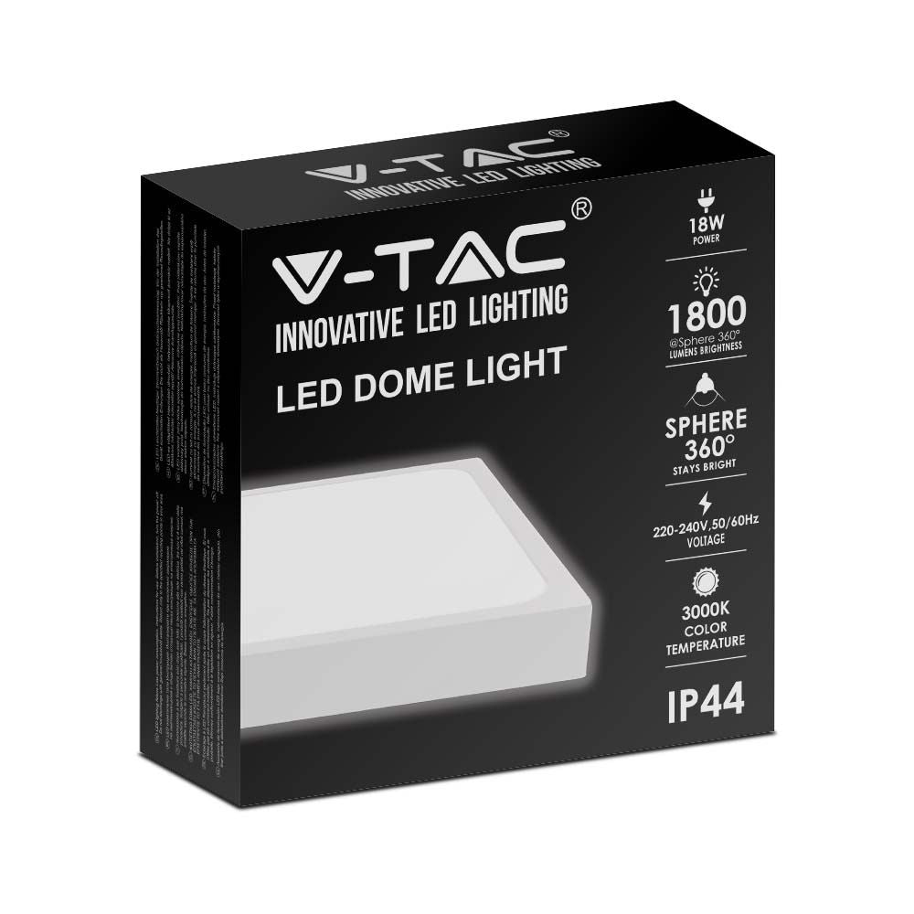 18W Plafon LED / Średnica: 225mm / Barwa:6500K / Klosz: Kwadratowy mleczny biała ramka / IP44