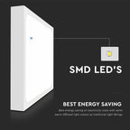 18W Plafon LED / Średnica: 225mm / Barwa:3000K / Klosz: Kwadratowy mleczny biała ramka / IP44