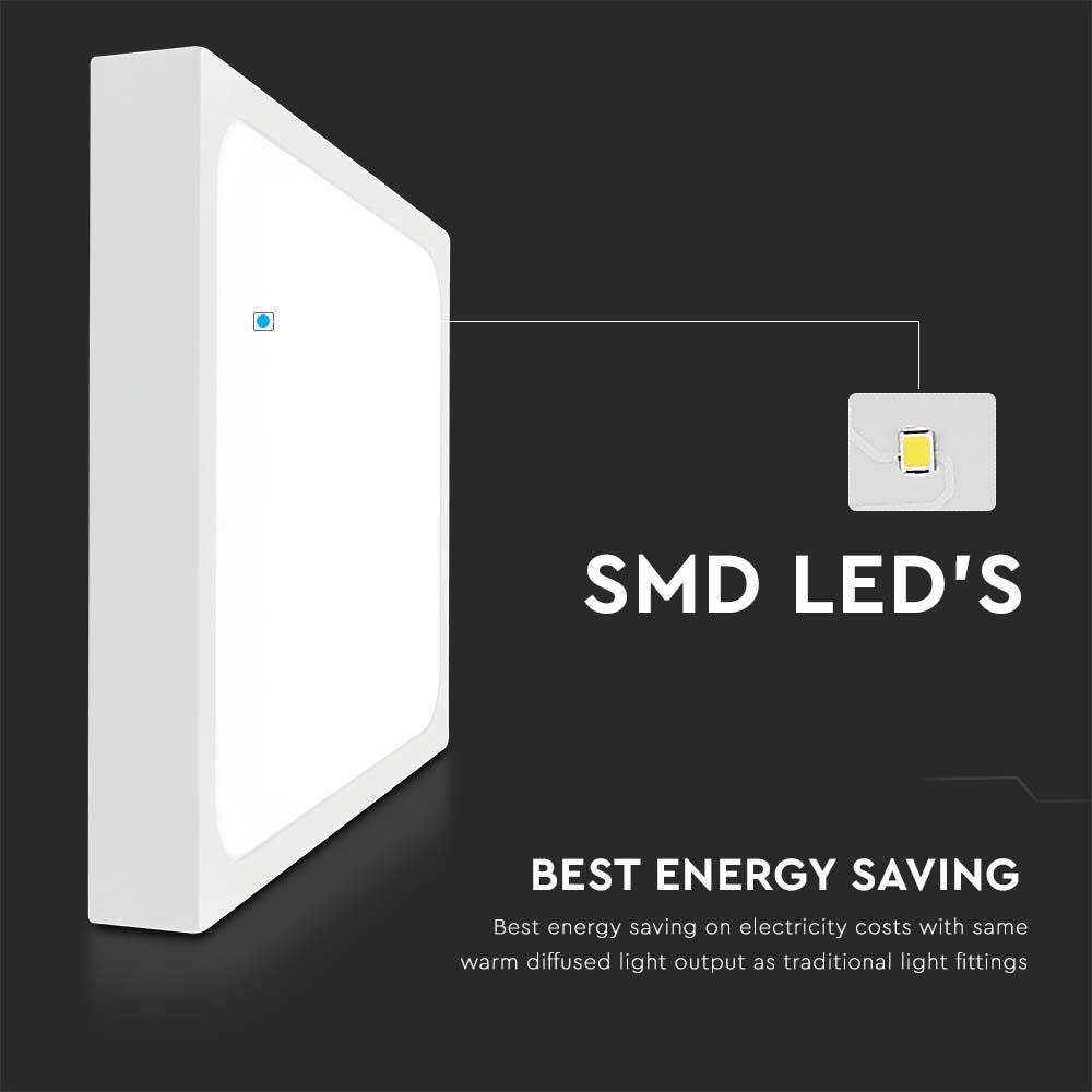 18W Plafon LED / Średnica: 225mm / Barwa:4000K / Klosz: Kwadratowy mleczny biała ramka / IP44