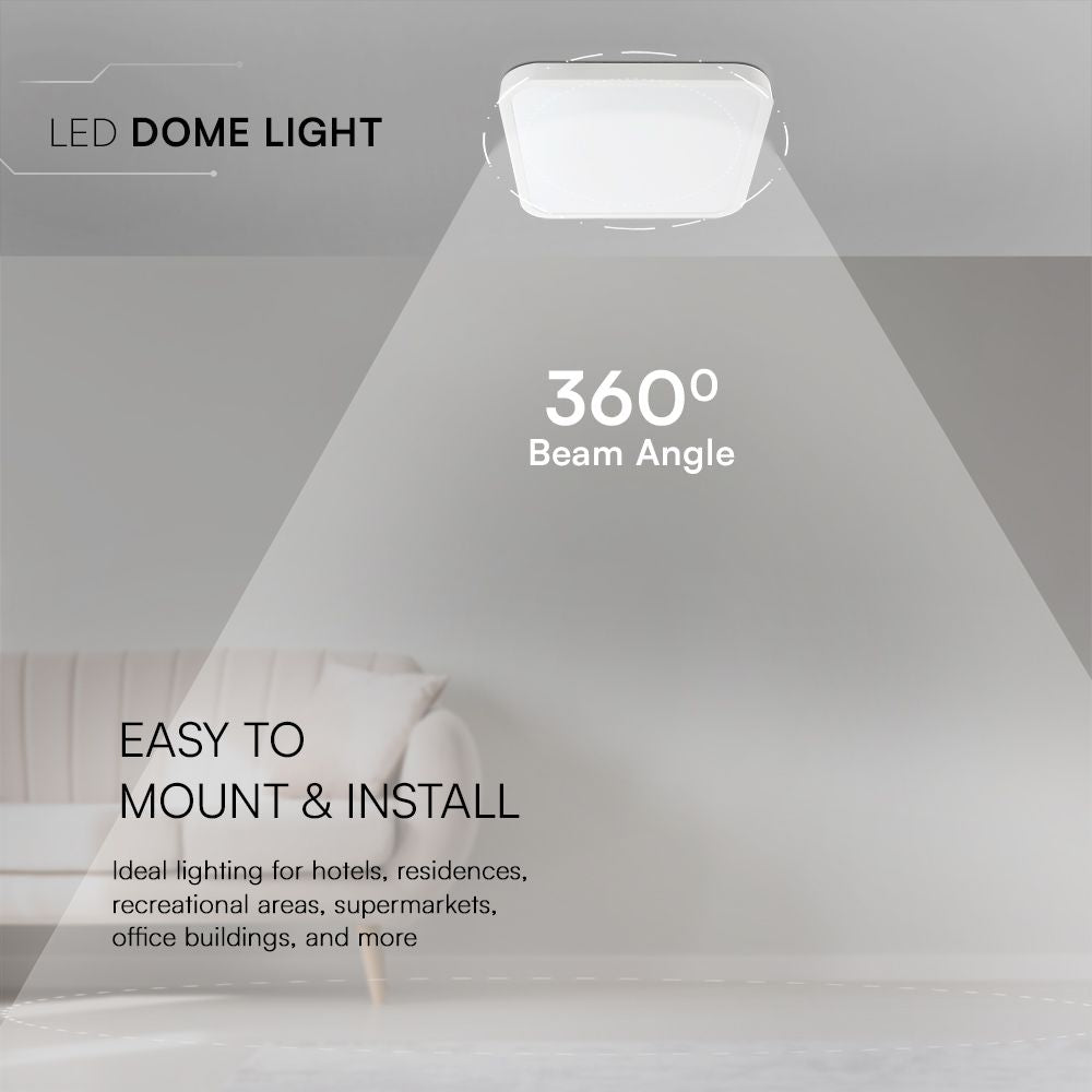 18W Plafon LED / SAMSUNG / Średnica: 225mm / Barwa:3000K / Klosz: Kwadratowy mleczny biała ramka / IP44