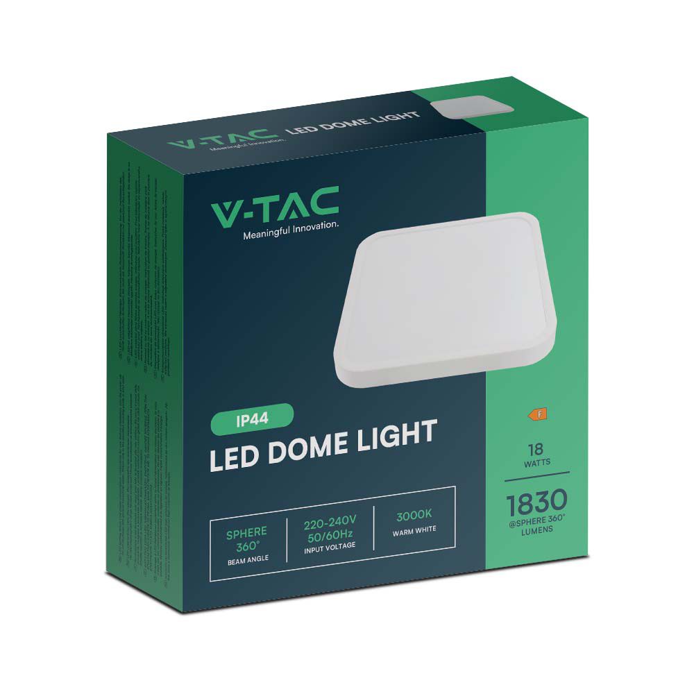 18W Plafon LED / Średnica: 225mm / Barwa:3000K / Klosz: Kwadratowy mleczny biała ramka / IP44