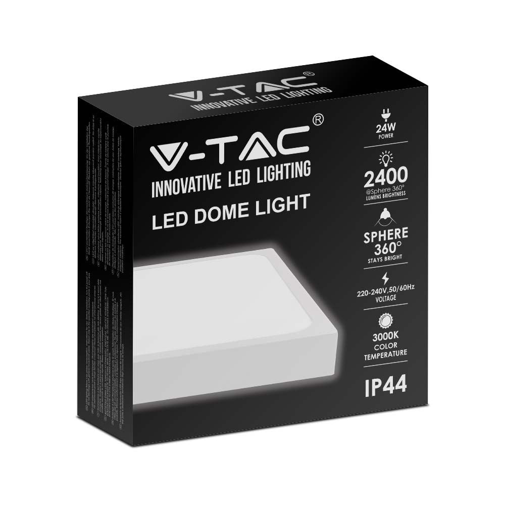 24W Plafon LED / Średnica: 295mm / Barwa:6500K / Klosz: Kwadratowy mleczny biała ramka / IP44