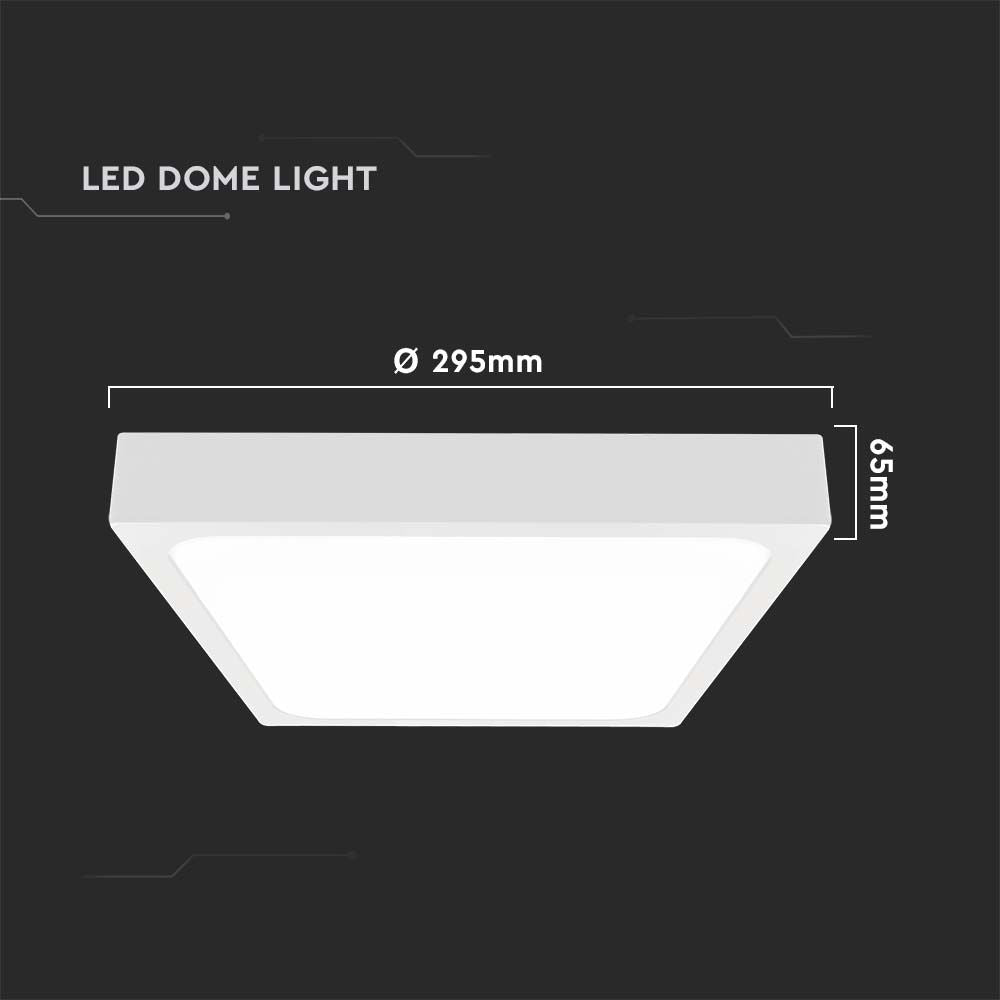 24W Plafon LED / Średnica: 295mm / Barwa:3000K / Klosz: Kwadratowy mleczny biała ramka / IP44