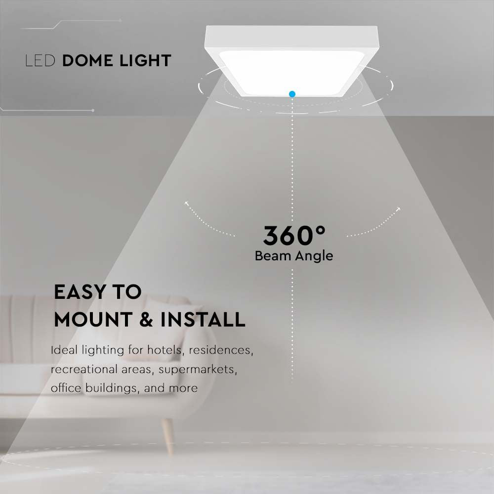 24W Plafon LED / Średnica: 295mm / Barwa:6500K / Klosz: Kwadratowy mleczny biała ramka / IP44