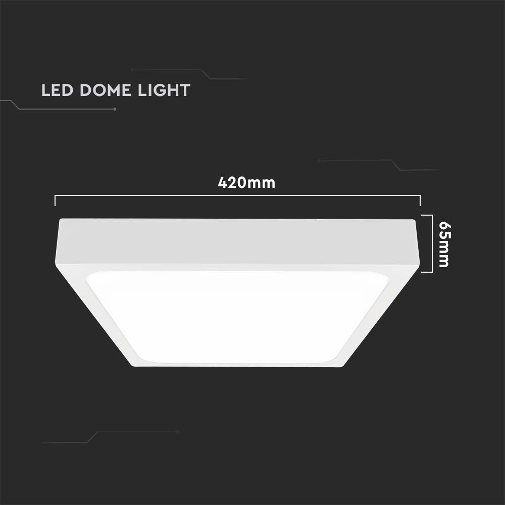 30W Plafon LED / Średnica: 420mm / Barwa:3000K / Klosz: Kwadratowy mleczny biała ramka / IP44
