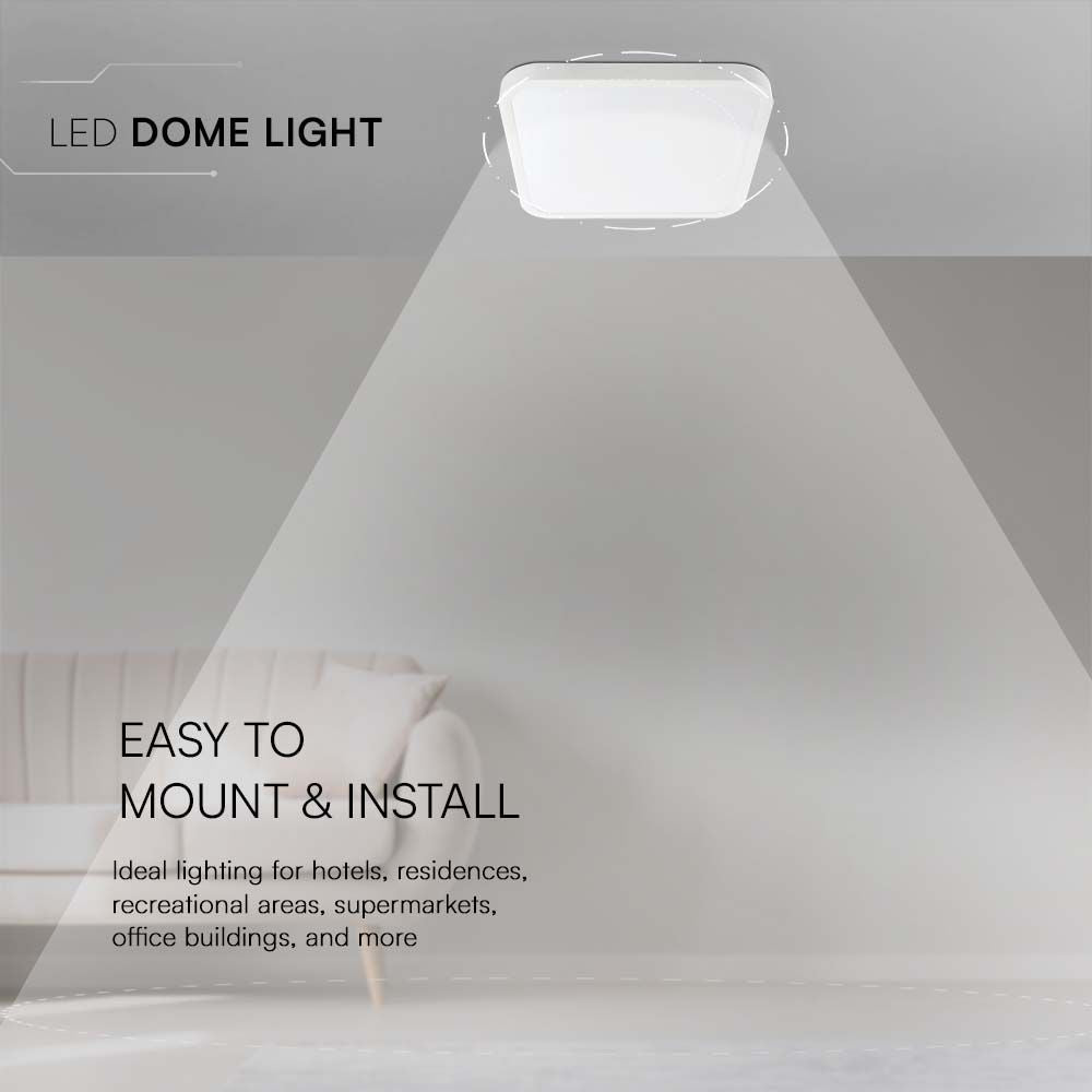 48W Plafon LED / Średnica: 420mm / Barwa:4000K / Klosz: Kwadratowy mleczny biała ramka / IP44