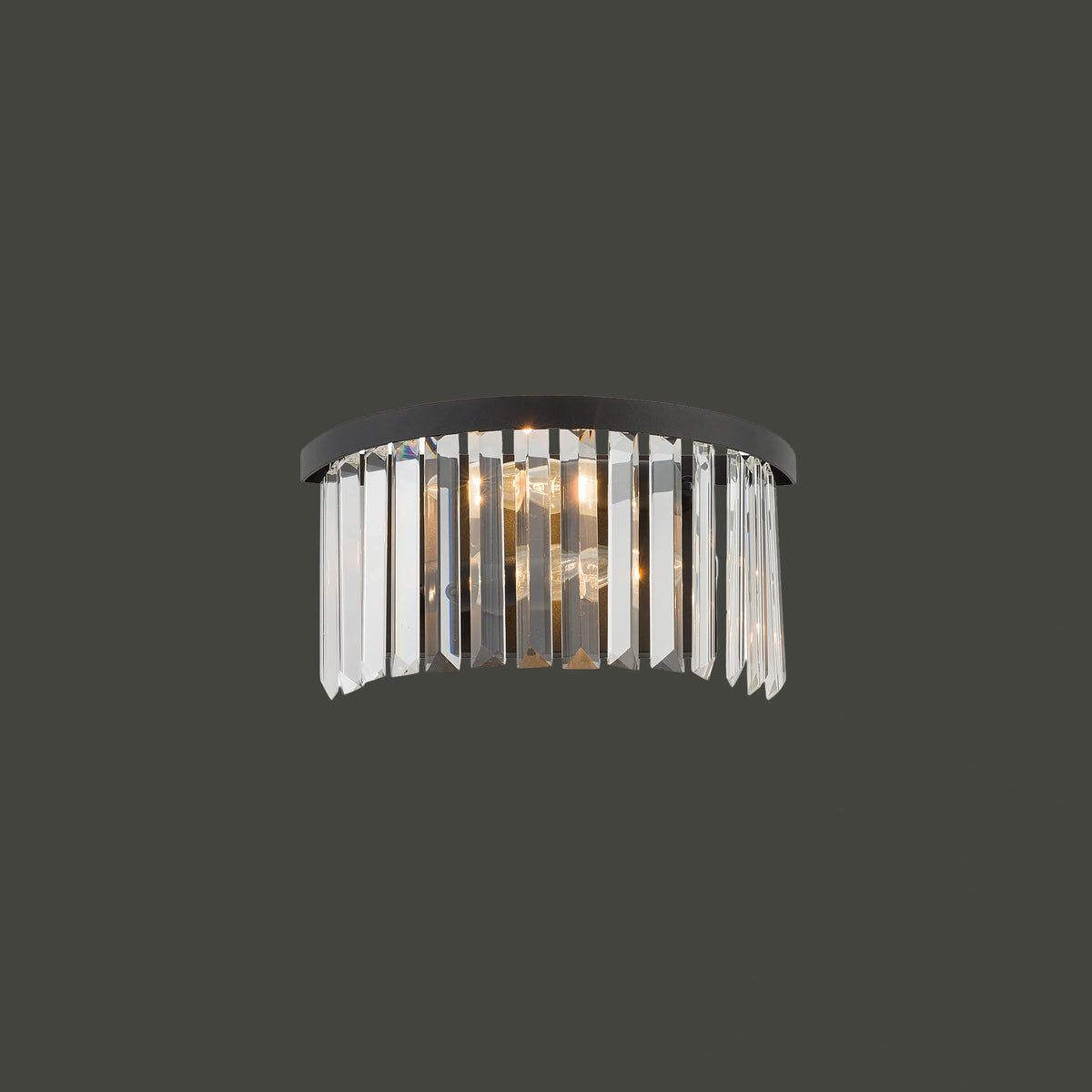 Nowodvorski Kinkiet CRISTAL 25W only LED 50/60Hz - Kryształ - Czarny, Transparentny 7633 - lampa włączona